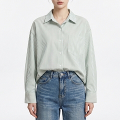Áo sơ mi nữ form rộng LOREN cotton Oxford tối giản WASH11140