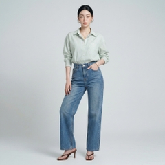 Áo sơ mi nữ form rộng LOREN cotton Oxford tối giản WASH11140