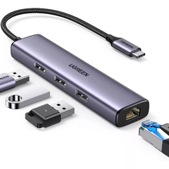 Hub chia Type C 3 cổng USB 3.0 + Lan RJ45 Ugreen 60600