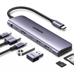 Hub chuyển đổi 7-in-1 Ugreen CM195 15214 HDMI 4K | USB 3.0 | PD