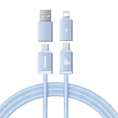 Cáp Sạc Nhanh 4-in-1 Baseus Versatile Two-for-Two U+C to C+L 60W