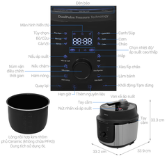 Nồi áp suất Philips điện tử HD2616/70 6 lít