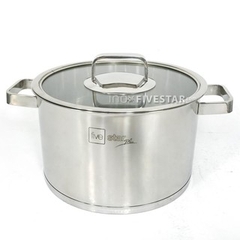 Nồi Fivestar inox 304 3 đáy Roman nắp kính P16 FPN16002