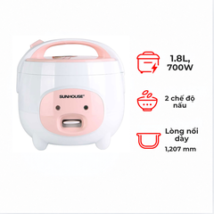 Nồi cơm nắp gài Sunhouse 1.8 lít SHD8607W