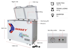 Tủ đông Sanaky VH-2899W4K 2 chế độ, Inverter 220 lít