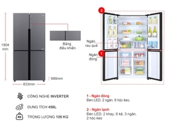 Tủ lạnh Aqua AQR-M530EM(SLB) Inverter 456 lít