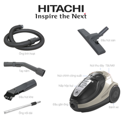 Máy hút bụi dạng hộp Hitachi CV-SF 20V 24CV LBR màu nâu