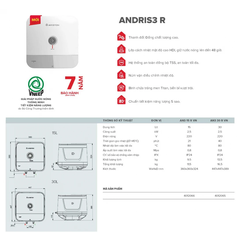 Bình nóng lạnh Ariston 30 lít AN3 30 R VN bình vuông 1 đèn