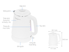 Ấm siêu tốc Kangaroo KGWK18L1G 1.8 lít