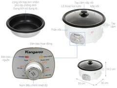 Lẩu điện Kangaroo KG40EH2 4 lít công suất 1300W