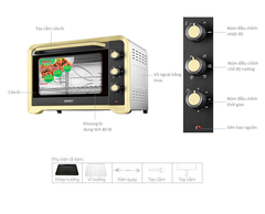 Lò nướng Sanaky VH-359N2D 35L vỏ Inox