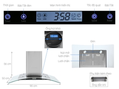 Máy hút mùi Kocher kính cong 90cm K-228S90