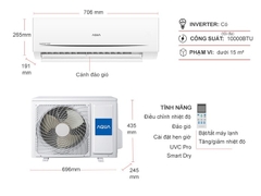 Điều hòa Aqua 1 chiều inverter 9000Btu AQA-RV10QC2N