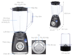 Máy xay sinh tố đa năng Bluestone BLB-5323 - 2 cối