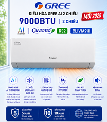 Điều hòa Gree AI 2 chiều 9000BTU Inverter CLIVIA9HI mới 2025