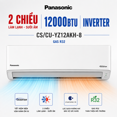 Điều hòa Panasonic 2 chiều 12000BTU Inverter CS/CU-YZ12AKH-8 tiêu chuẩn