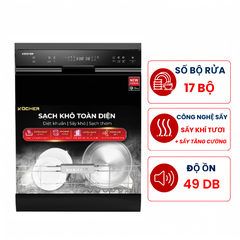 Máy rửa bát Kocher X15B 17 bộ độc lập sấy khí tươi Fresh Air 168H