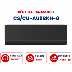 Điều hòa Panasonic 1 chiều 9000BTU Inverter CS/CU-AU9BKH-8 mặt lạnh màu đen