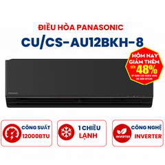 Điều hòa Panasonic 1 chiều 12000BTU Inverter CS/CU-AU12BKH-8 mặt lạnh màu đen