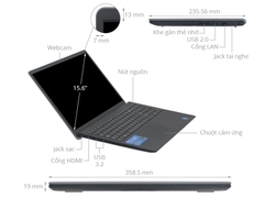Máy tính xách tay Dell Vostro 15 V3520 I716G512BLNK(i7-1255U/16G DDR4/512GB SSD/15.6 inch FHD 120hz/Win11/1yr/Black/NK)