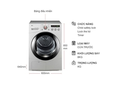 Máy sấy LG DR-80BW sấy ngưng tụ 8 kg