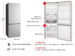 Tủ lạnh Electrolux EBB3402K-A Inverter 308 lít