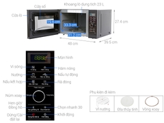 Lò vi sóng có nướng inverter Panasonic NN-GD37HBYUE 23 lít