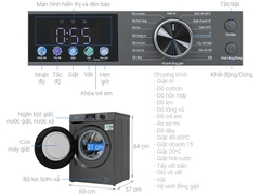 Máy giặt Casper D125VGR1 ProWash cửa ngang inverter, 12.5 kg