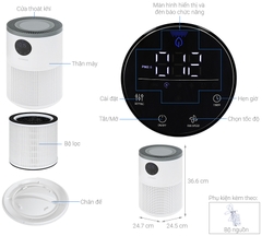 Máy lọc không khí Cuckoo CAC-AF1110FW/WHCKV phòng 34m2