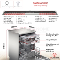 Máy rửa bát Bosch SMV8YCX03E  âm toàn serie 8