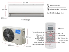 Điều hòa Midea 1 chiều Inverer 18.000Btu MSAFC-18CRDN8