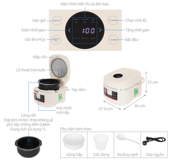 Nồi cơm điện cao tần Sharp KS-IH10IX-WH 1 lít màu trắng