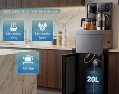 Cây nước nóng lạnh kết hợp bàn pha trà Fujie TB241N-UV khử khuẩn UV màu xám đen