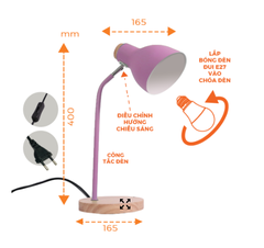 Đèn bàn Nanoco NDKC03WP đế gỗ hồng