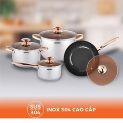 Bộ nồi chảo 4 món inox 304 Nanoco NCWS850