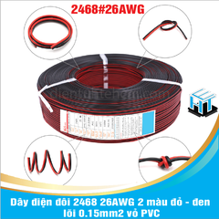 Dây điện đôi 2468 26AWG 2 màu đỏ - đen lõi 0.15mm2 vỏ PVC
