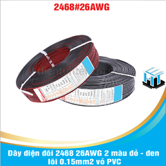 Dây điện đôi 2468 26AWG 2 màu đỏ - đen lõi 0.15mm2 vỏ PVC