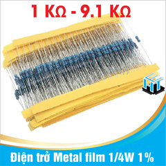 [ 1K - 9.1K ] Điện trở Metal film 1/4W 1% 5 vạch màu