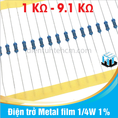 [ 1K - 9.1K ] Điện trở Metal film 1/4W 1% 5 vạch màu