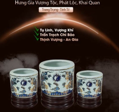 Bát Hương Rồng Ngũ Phúc Vẽ Vàng - Tài Lộc - Phú Quý