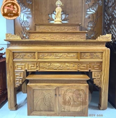 Bàn Thờ Tam Cấp Gỗ Gõ BT 888 - Thiết Kế Tinh Xảo