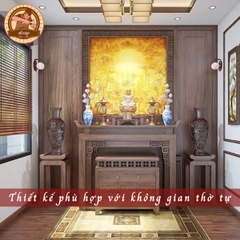 Bàn thờ gia tiên gỗ sồi bt 34 với thiết kế đơn gian, trang trọng