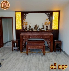 Án Gian Thờ Cao Cấp Gỗ Gụ Lào BT 145 - Thiết Kế Phong Thủy