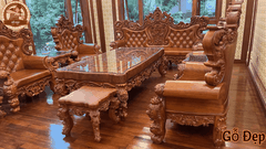 Bộ Bàn Ghế Gỗ Hương Hoàng Gia Louis Tân Cổ Điển 10 Món - BG111
