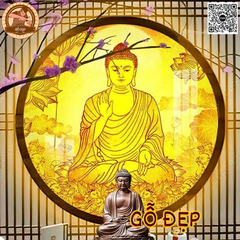 Tranh Trúc Chỉ Họa Tiết Phật Tọa Đài Sen - TC 08