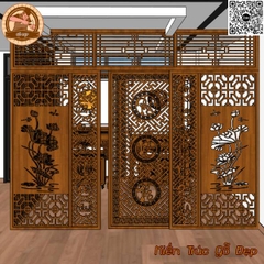 Vách Ngăn Phòng Thờ Có Cửa Đi - Vách CNC Cao Cấp