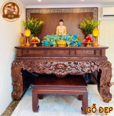 Sập Thờ Hoa Sen SP 917 - 100% Gỗ Tự Nhiên, Đục chạm tỉ mỉ đến từng chi tiết