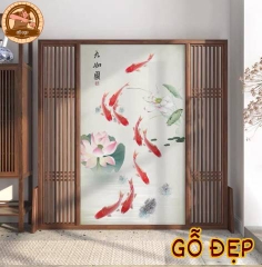 Vách Ngăn Trang Trí Cao Cấp - Mẫu cửu ngư quần hội