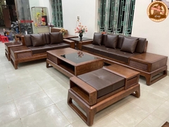 Bộ sofa gỗ óc chó bắc mỹ hình chữ U - SF01