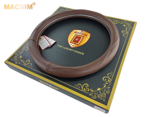 Bọc vô lăng ô tô Macsim mã 8892 màu coffee da thật cao cấp-khâu tay-lõi cao su non